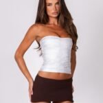 NIYA METALLIC BANDAGE TOP - LIQUID SILVER