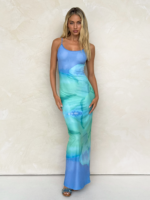 ARDON MAXI DRESS - BLUE : MACRO FLORAL : BLUE HIBISCUS - Image 3
