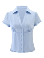 VALERIE SHORT SLEEVE SHIRT - BABY BLUE - Image 7