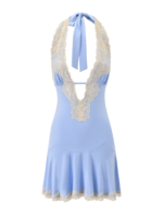 TALIYAH MINI DRESS - CORNFLOWER AND CREAM LACE - Image 8