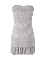 TOVE MINI DRESS - DOVE GREY AND CREAM DOT - Image 9