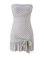 TOVE MINI DRESS - DOVE GREY AND CREAM DOT - Image 8