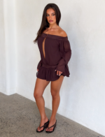 TESSIE PLAYSUIT - BROWN - Image 4