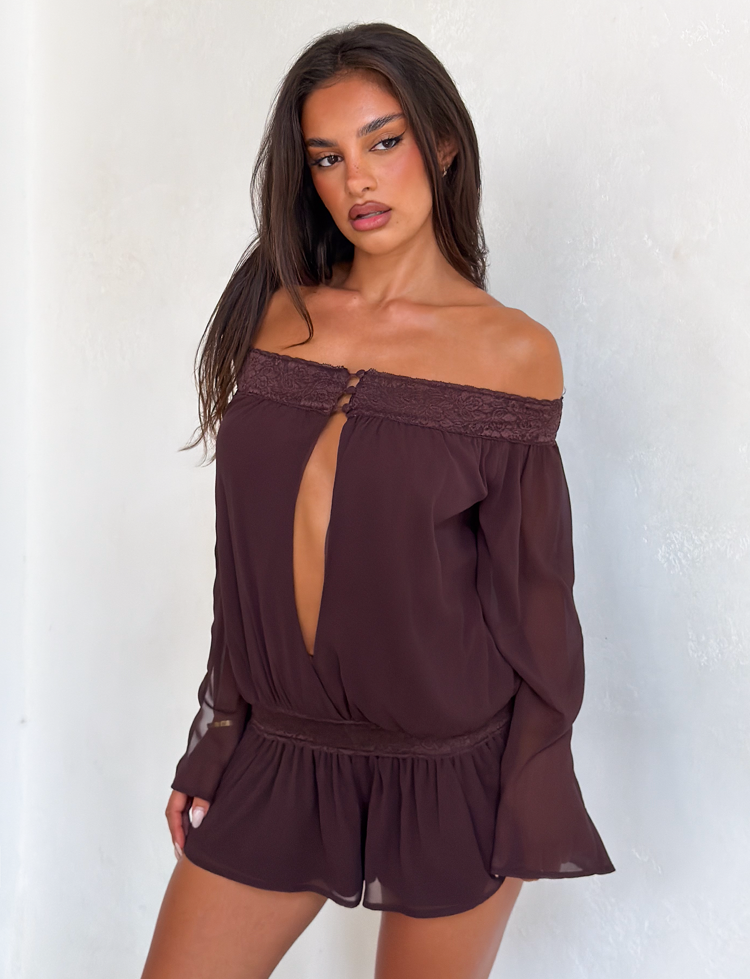 TM18072_TESSIE_PLAYSUIT_CHOC_4 TESSIE PLAYSUIT - BROWN - Image 1