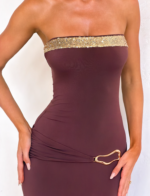 EOS SEQUIN TUBE MAXI DRESS - CINNAMON CHOCOLATE - Image 8
