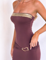 EOS SEQUIN TUBE MAXI DRESS - CINNAMON CHOCOLATE - Image 2