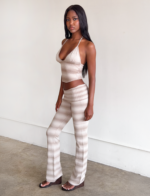 MARISSA FOLDOVER KNIT PANT - TAUPE OMBRE STRIPE - Image 3