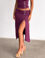 ALYSSA HI LO SKIRT - PLUM - Image 3