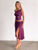 ALYSSA HI LO SKIRT - PLUM - Image 4