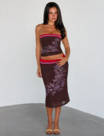 SERAH DIAMANTE MIDI SKIRT - CHOCOLATE - Image 3