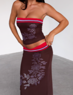 SERAH DIAMANTE MIDI SKIRT - CHOCOLATE - Image 6