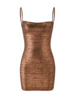 MIDORI METALLIC MINI BANDAGE DRESS - BRONZE - Image 9