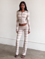MARISSA FOLDOVER KNIT PANT - TAUPE OMBRE STRIPE - Image 2