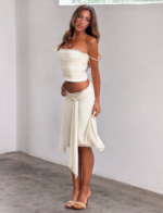 JUNA MIDI SKIRT - CREAM - Image 4