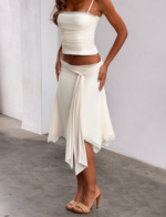 JUNA MIDI SKIRT - CREAM - Image 6