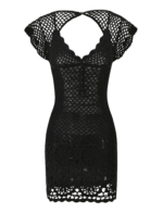 SASHA CROCHET MINI DRESS - BLACK - Image 9