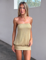 ADELYN MINI DRESS - GOLD - Image 5