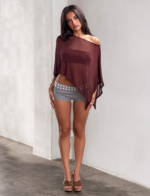 RAFAELA PONCHO TOP - CHOCOLATE - Image 3