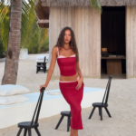 CALINE MIDI SKIRT - RED