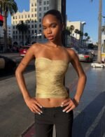 NIYA METALLIC BANDAGE TOP - GOLD - Image 3